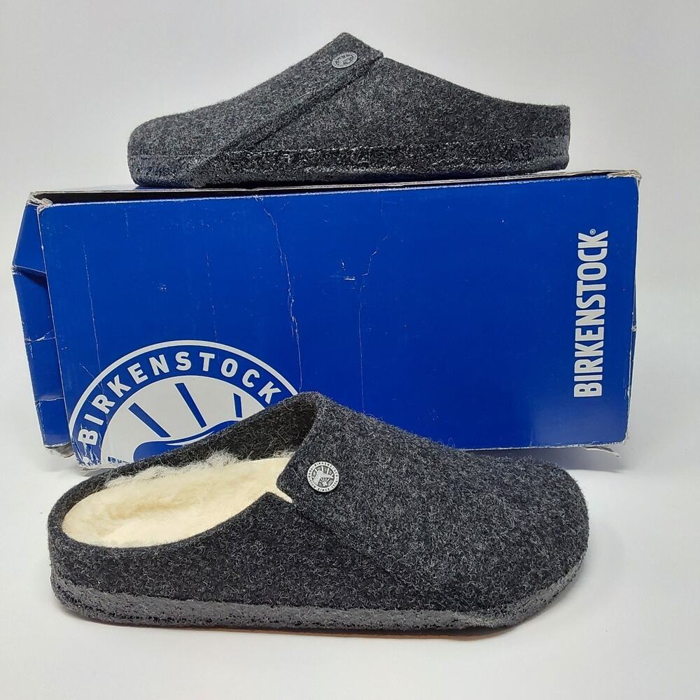 Birkenstock Zermatt Shearling Clogs Anthracite Wool Womens Size 5 EU 36 Narrow